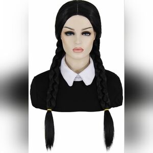 Long Black Braided Wigs for Costume Girls Women Long Black Wigs for Halloween